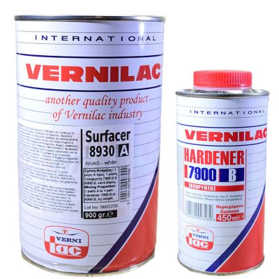 Vernilac Surfacer 8930 Πολυουρεθάνης Λευκό Σετ A+B 1,5kg